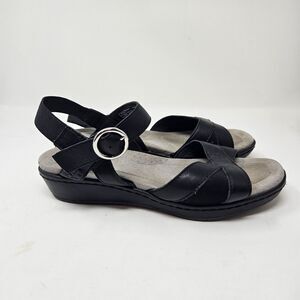 ARIAT Womens Shoes size 7.5 M BLACK Leather Sandals Wedge S5